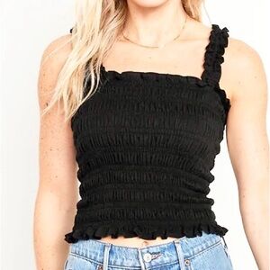Old Navy Black Fitted Ruched Crop Top Size S